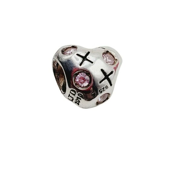 Chamilia Swarovski 2010 Ltd Edition XOXO Heart Charm Bead 925 Sterling Silver - Picture 2 of 8